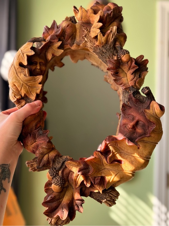 Other - Ornate Oak Leaf Bohemain Face Whimsy Vintage Wall Mirror